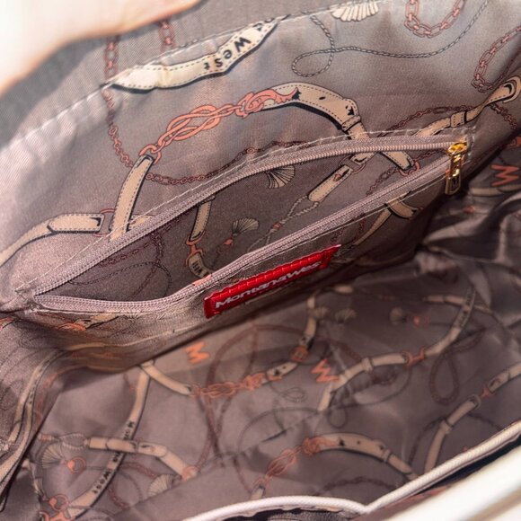 Montana West 2 Piece Handbag Set- Matching Tote Bag Purse/Satchel Cream & Brown - Picture 16 of 16